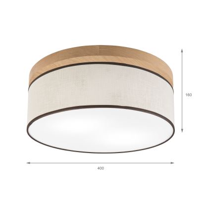 Brilagi - LED Plafón BELLADONNA 2xE27/15W/230V diá. 40 cm color crema/roble