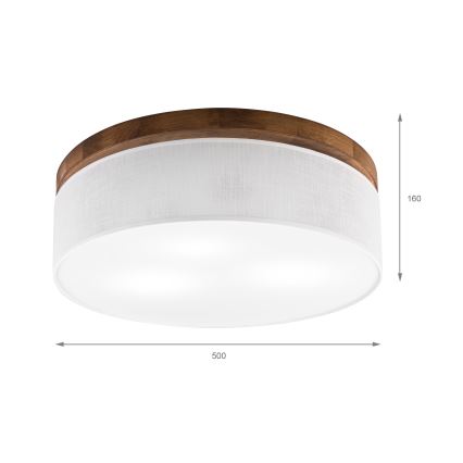 Brilagi - LED Plafón BELLADONNA 3xE27/15W/230V diá. 50 cm blanco/roble cereza