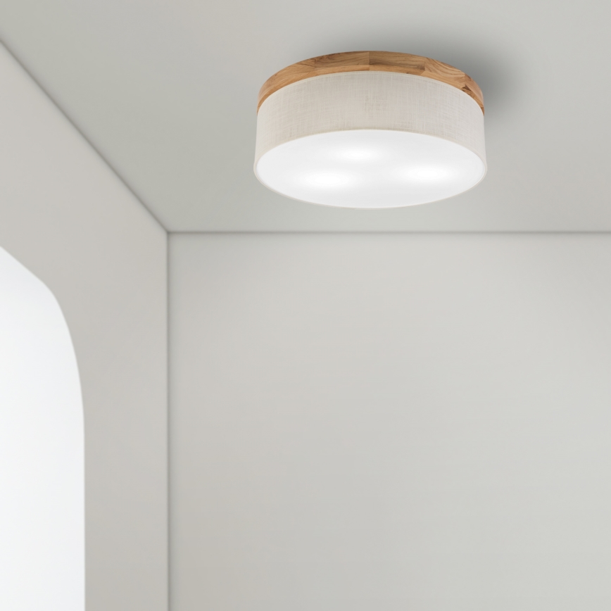 Brilagi - LED Plafón BELLADONNA 3xE27/15W/230V diá. 50 cm color crema/roble