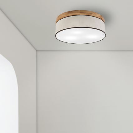 Brilagi - LED Plafón BELLADONNA 3xE27/15W/230V diá. 50 cm color crema/roble