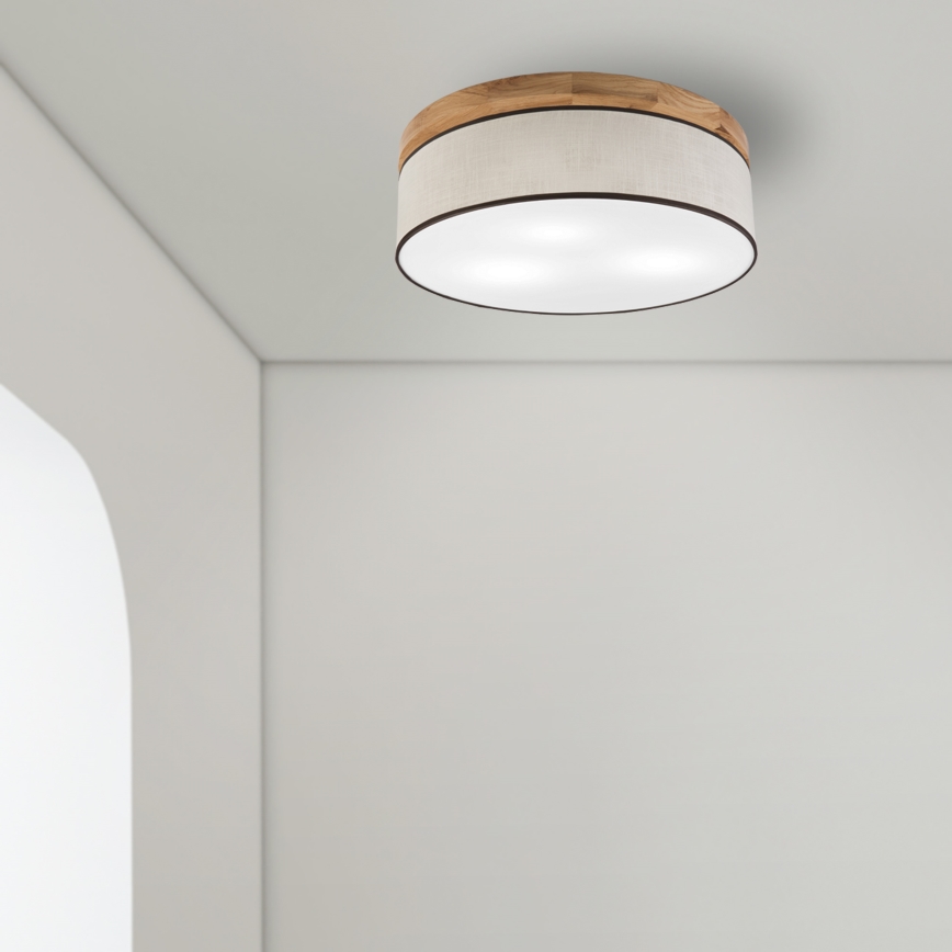 Brilagi - LED Plafón BELLADONNA 3xE27/15W/230V diá. 50 cm color crema/roble