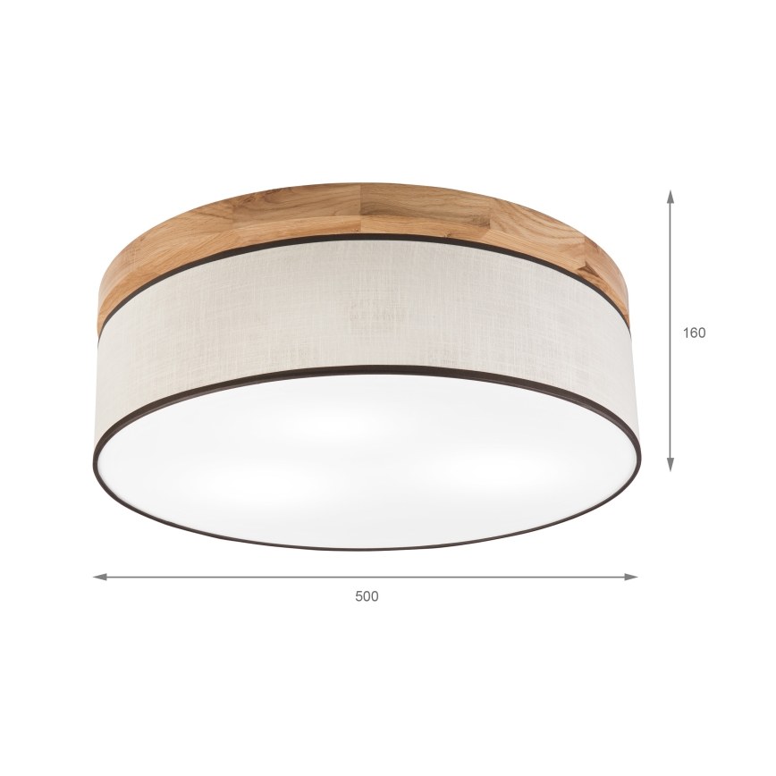 Brilagi - LED Plafón BELLADONNA 3xE27/15W/230V diá. 50 cm color crema/roble