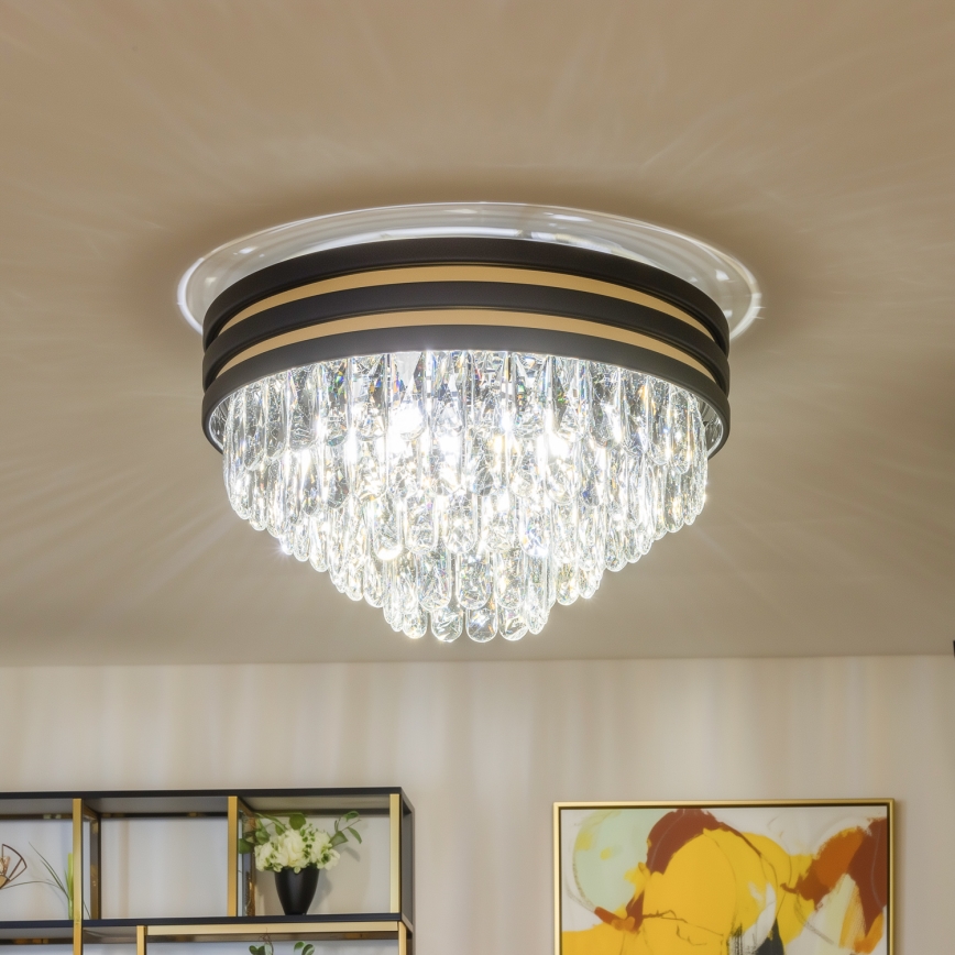 Brilagi - LED Plafón de cristal VELURE 5xE14/40W/230V negro