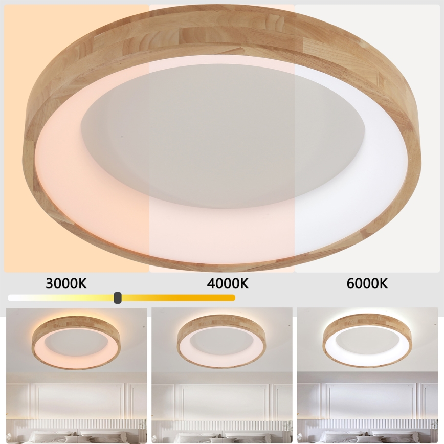 Brilagi - Lámpara de techo LED FALCON WOOD LED/40W/230V 3000/4000/6000K Ø 60 cm de madera