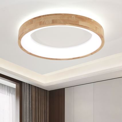 Brilagi - Lámpara de techo LED FALCON WOOD LED/40W/230V 3000/4000/6000K Ø 60 cm de madera