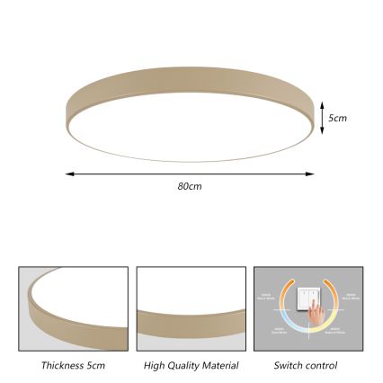 Brilagi - Plafón LED de techo POOL LED/100W/230V 3000/4500/6000K, diámetro 80 cm, beige