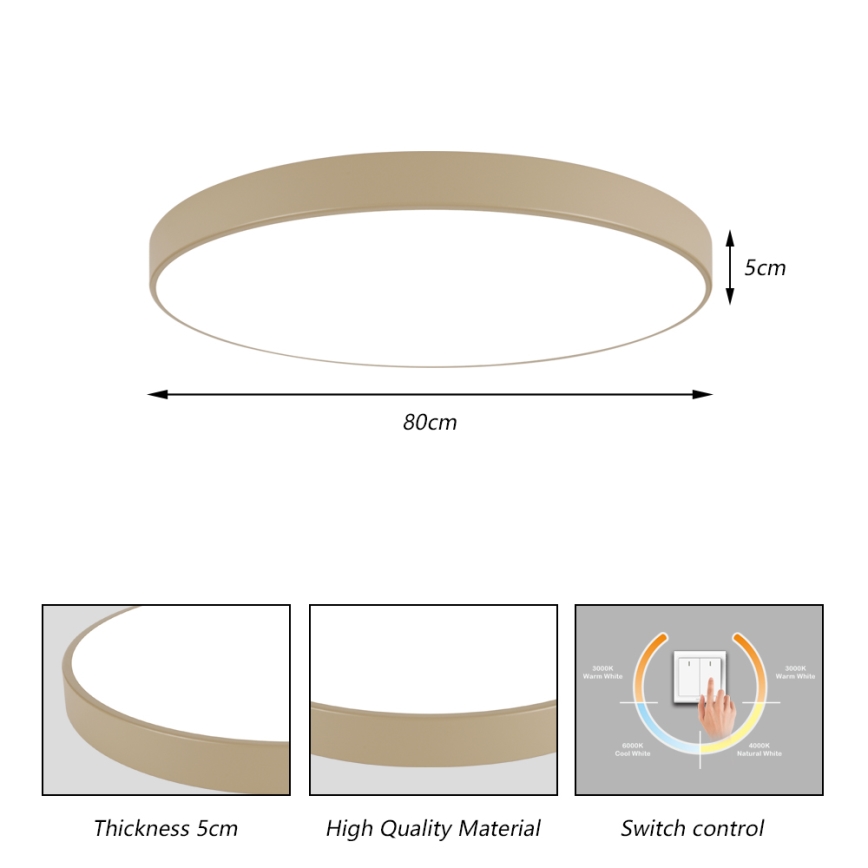 Brilagi - Plafón LED de techo POOL LED/100W/230V 3000/4500/6000K, diámetro 80 cm, beige