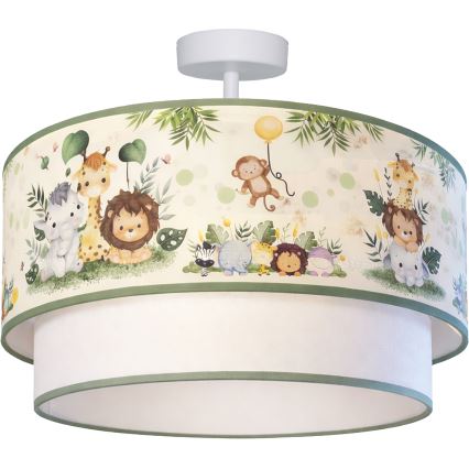 Brilagi - Plafón LED infantil BOBO 1xE27/10W/230V diámetro 40 cm crema/verde/jungla