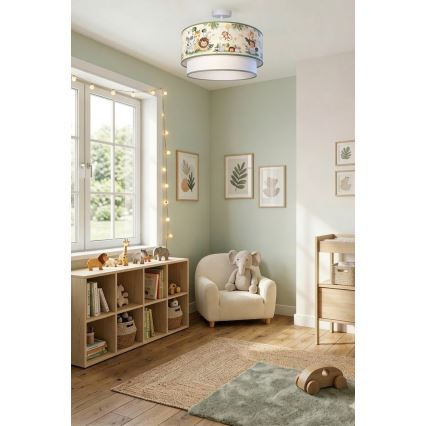 Brilagi - Plafón LED infantil BOBO 1xE27/10W/230V diámetro 40 cm crema/verde/jungla