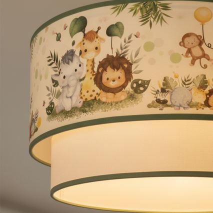 Brilagi - Plafón LED infantil BOBO 1xE27/10W/230V diámetro 40 cm crema/verde/jungla