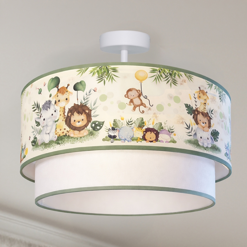 Brilagi - Plafón LED infantil BOBO 1xE27/10W/230V diámetro 40 cm crema/verde/jungla