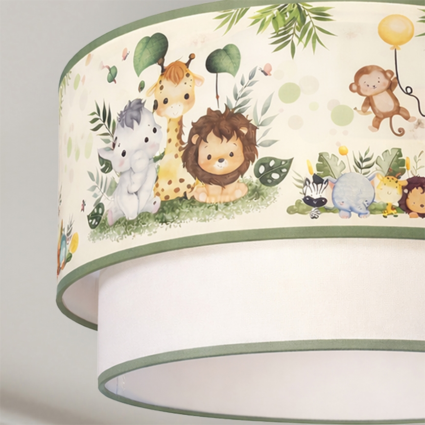 Brilagi - Plafón LED infantil BOBO 1xE27/10W/230V diámetro 40 cm crema/verde/jungla