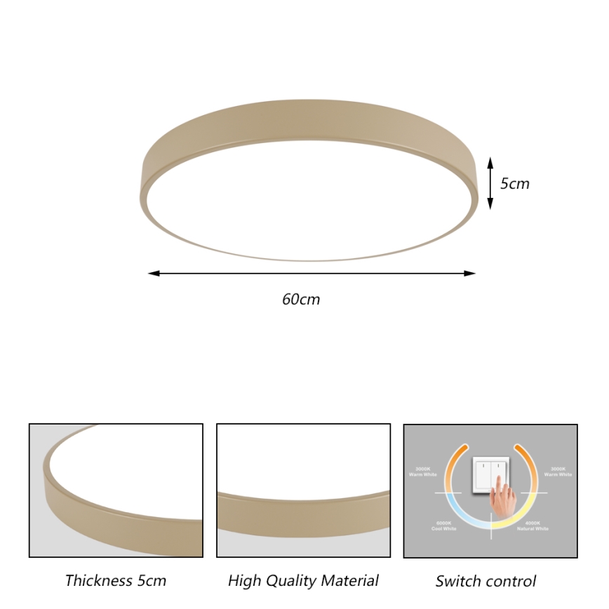 Brilagi - Plafón de techo POOL LED/60W/230V 3000/4500/6000K Ø 60 cm beige