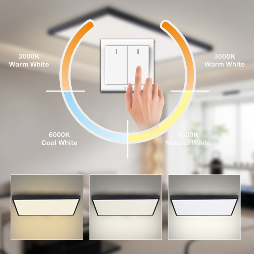 Brilagi - Luminaria de techo LED para baño FRAME LED/96W/230V 120x60 cm 3000/4000/6000K IP44 negra