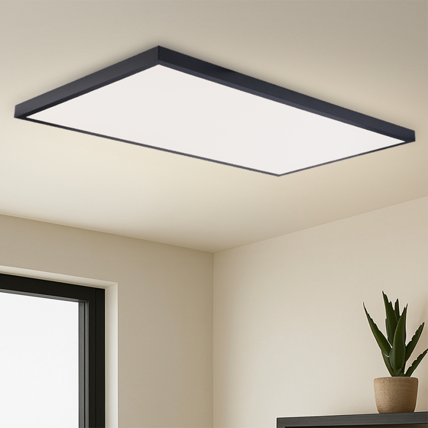 Brilagi - Luminaria de techo LED para baño FRAME LED/96W/230V 120x60 cm 3000/4000/6000K IP44 negra