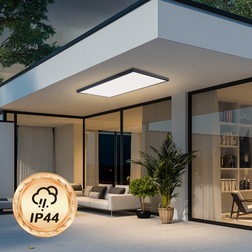 Brilagi - Luminaria de techo LED para baño FRAME LED/96W/230V 120x60 cm 3000/4000/6000K IP44 negra