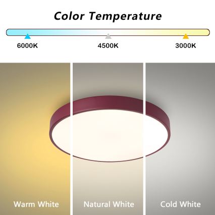 Brilagi - Luminaria de techo LED POOL LED/48W/230V 3000/4000/6000K diámetro 40 cm burdeos