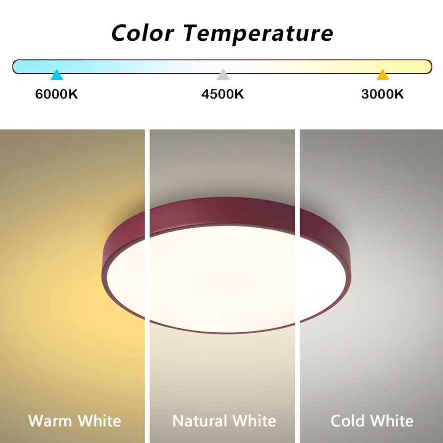Brilagi - Luminaria de techo LED POOL LED/48W/230V 3000/4000/6000K diámetro 40 cm burdeos