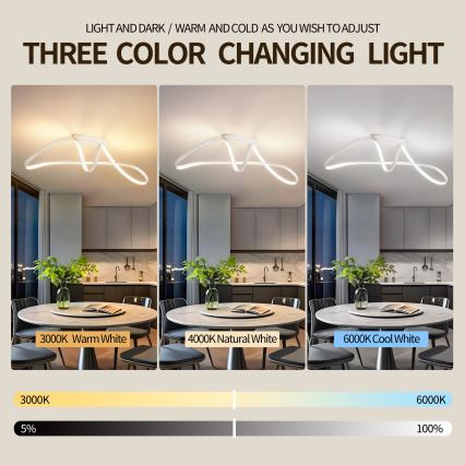 Brilagi - Plafón LED regulable TWISTER LED/60W/230V 3000-6000K blanco + mando a distancia