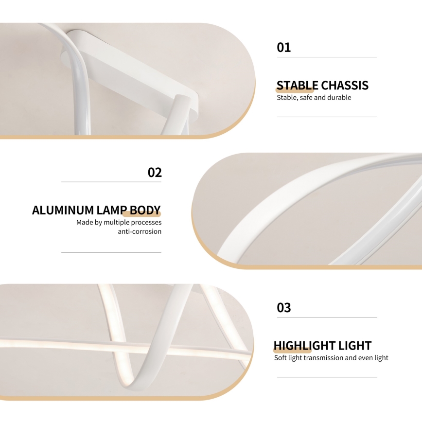 Brilagi - Plafón LED regulable TWISTER LED/60W/230V 3000-6000K blanco + mando a distancia