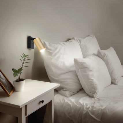 Brilagi - Aplique LED RGBW regulable de pared SELE 1xGU10/6W/230V 3000K negro/dorado