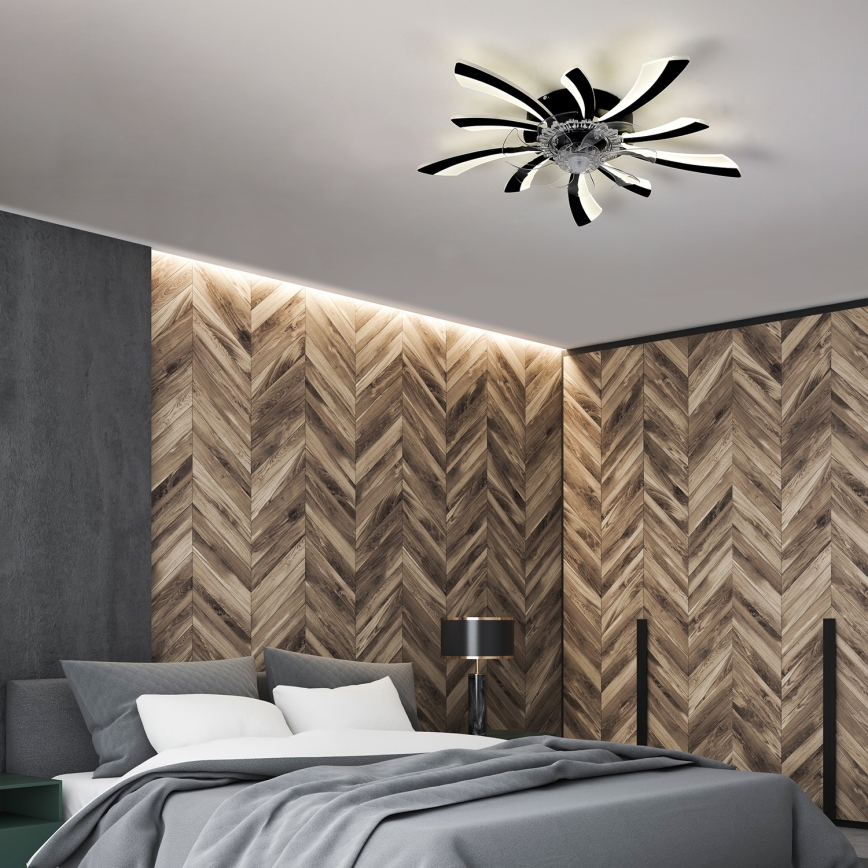 Brilagi - Lámpara de techo LED regulable con ventilador LED/50W/230V 3000-6500K negra + mando a distancia