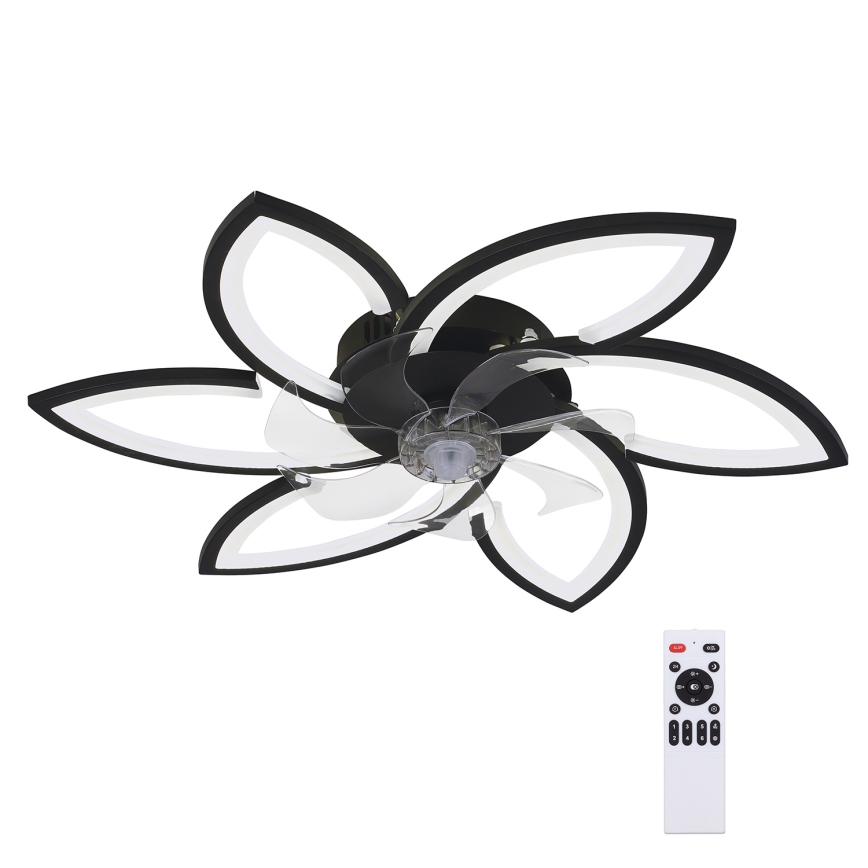 Brilagi - Lámpara de techo LED regulable con ventilador LED/50W/230V 3000-6500K negra + mando a distancia