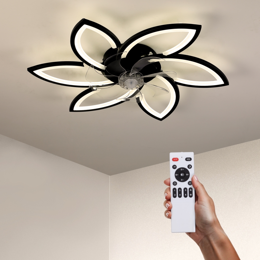 Brilagi - Lámpara de techo LED regulable con ventilador LED/50W/230V 3000-6500K negra + mando a distancia