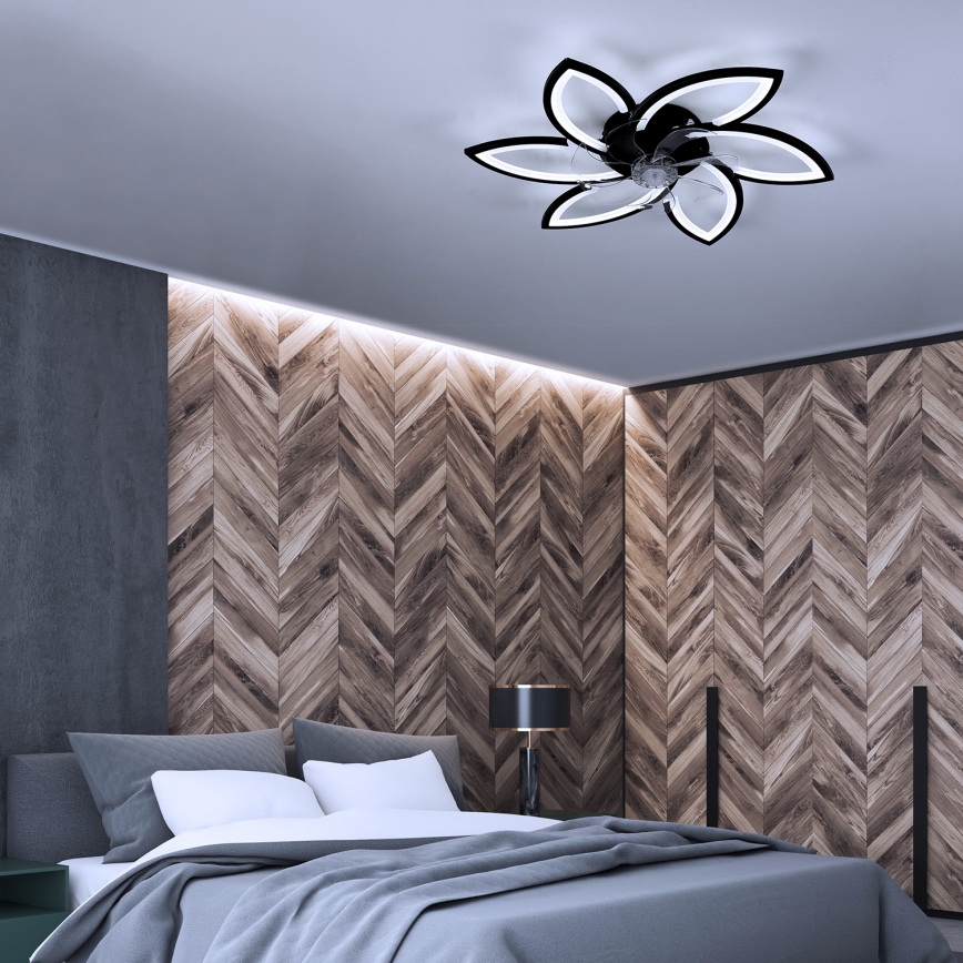 Brilagi - Lámpara de techo LED regulable con ventilador LED/50W/230V 3000-6500K negra + mando a distancia