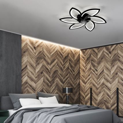 Brilagi - Lámpara de techo LED regulable con ventilador LED/50W/230V 3000-6500K negra + mando a distancia