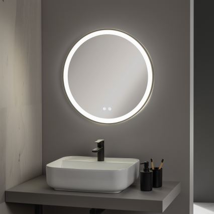 Brilagi - Espejo de baño con calefacción LED regulable y retroiluminación ALU PRO LED/18W/230V diámetro 60 cm 3000/4000/6500K IP44 negro CRI 90