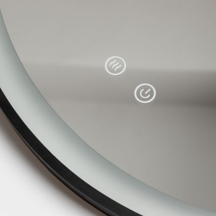 Brilagi - Espejo de baño con calefacción LED regulable y retroiluminación ALU PRO LED/18W/230V diámetro 60 cm 3000/4000/6500K IP44 negro CRI 90