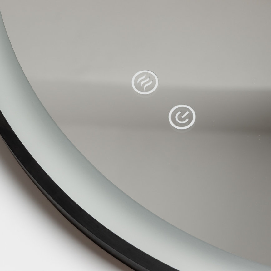 Brilagi - Espejo de baño con calefacción LED regulable y retroiluminación ALU PRO LED/18W/230V diámetro 60 cm 3000/4000/6500K IP44 negro CRI 90