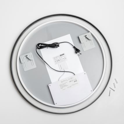 Brilagi - Espejo de baño con calefacción LED regulable y retroiluminación ALU PRO LED/18W/230V diámetro 60 cm 3000/4000/6500K IP44 negro CRI 90