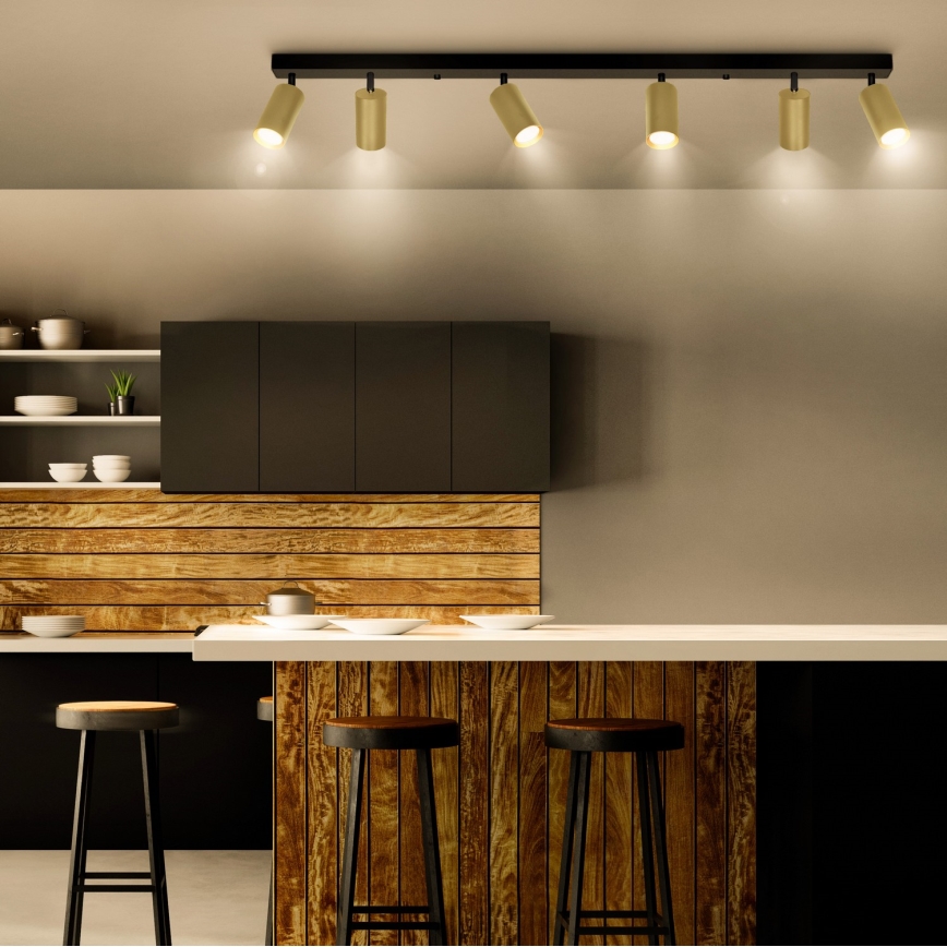 Brilagi - Foco empotrable LED regulable SELE GOLDEN 6xGU10/6,5W/230V 2700-6500K negro/dorado