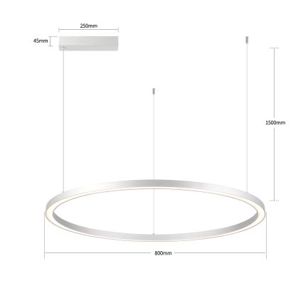 Brilagi - Lámpara colgante LED regulable con cable PORTOFINO LED/60W/230V 3000-6000K Ø 80 cm plateada + mando a distancia