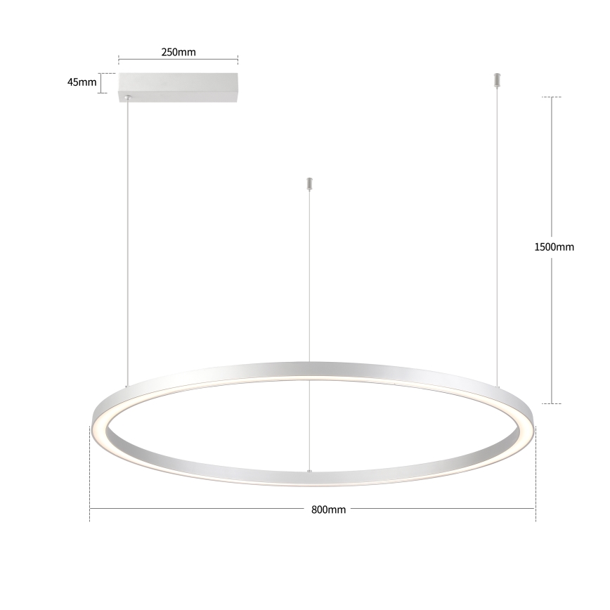 Brilagi - Lámpara colgante LED regulable con cable PORTOFINO LED/60W/230V 3000-6000K Ø 80 cm plateada + mando a distancia