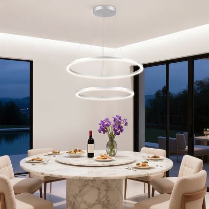 Brilagi - Lámpara colgante LED regulable suspendida por cable PORTOFINO LED/98W/230V 3000-6000K diámetro 80 cm plata + mando a distancia