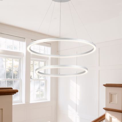 Brilagi - Lámpara colgante LED regulable suspendida por cable PORTOFINO LED/98W/230V 3000-6000K diámetro 80 cm plata + mando a distancia