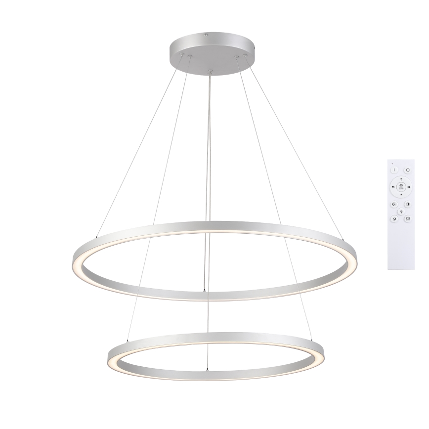 Brilagi - Lámpara colgante LED regulable suspendida por cable PORTOFINO LED/98W/230V 3000-6000K diámetro 80 cm plata + mando a distancia