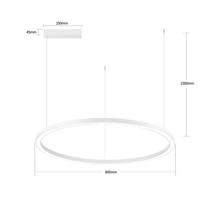 Brilagi - Lámpara colgante LED regulable en cable PORTOFINO LED/60W/230V 3000-6000K Ø 80 cm blanca + mando a distancia