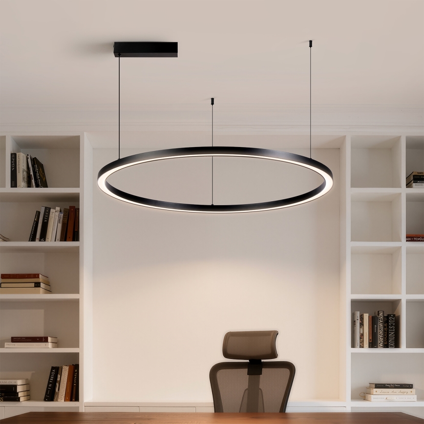 Brilagi - Lámpara colgante LED regulable PORTOFINO con cable, 60 W, 230 V, 3000–6000 K, diámetro 80 cm, negra + control remoto