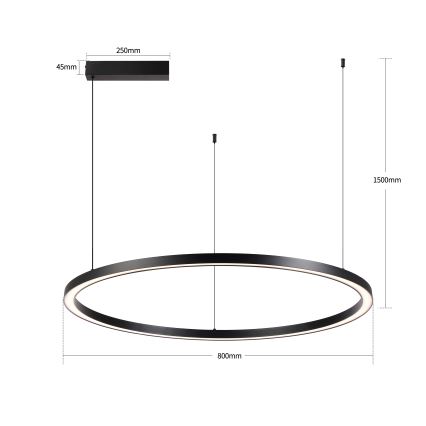 Brilagi - Lámpara colgante LED regulable PORTOFINO con cable, 60 W, 230 V, 3000–6000 K, diámetro 80 cm, negra + control remoto