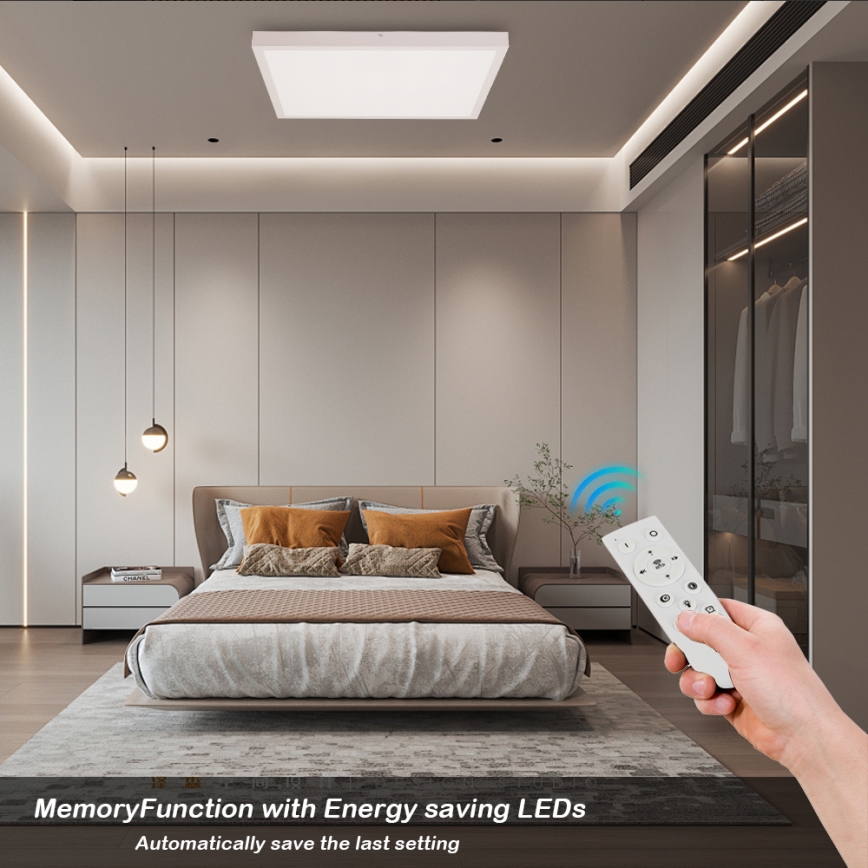 Brilagi - Lámpara de techo para baño LED regulable FRAME SMART LED/50W/230V 60x60 cm 3000-6000K IP44 blanca + mando a distancia