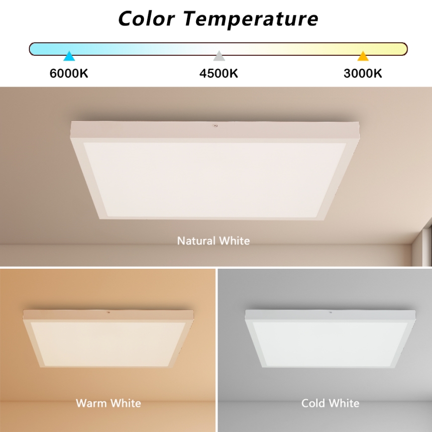 Brilagi - Lámpara de techo para baño LED regulable FRAME SMART LED/50W/230V 60x60 cm 3000-6000K IP44 blanca + mando a distancia