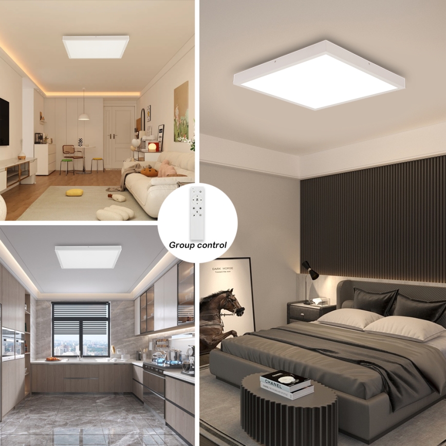 Brilagi - Lámpara de techo para baño LED regulable FRAME SMART LED/50W/230V 60x60 cm 3000-6000K IP44 blanca + mando a distancia