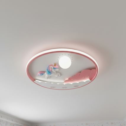 Brilagi - Lámpara de techo infantil LED regulable UNICORN LED/68W/230V 3000-6000K Ø 49 cm + mando a distancia