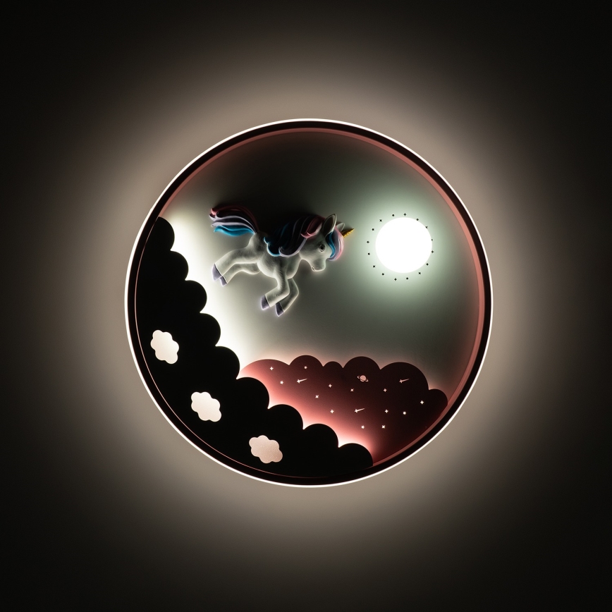 Brilagi - Lámpara de techo infantil LED regulable UNICORN LED/68W/230V 3000-6000K Ø 49 cm + mando a distancia