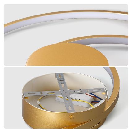 Brilagi - Lámpara de techo LED regulable TWISTER LED/75W/230V 3000-6000K diámetro 70 cm dorada + control remoto