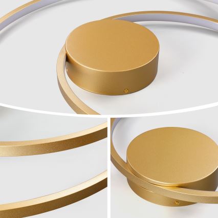 Brilagi - Lámpara de techo LED regulable TWISTER LED/75W/230V 3000-6000K diámetro 70 cm dorada + control remoto